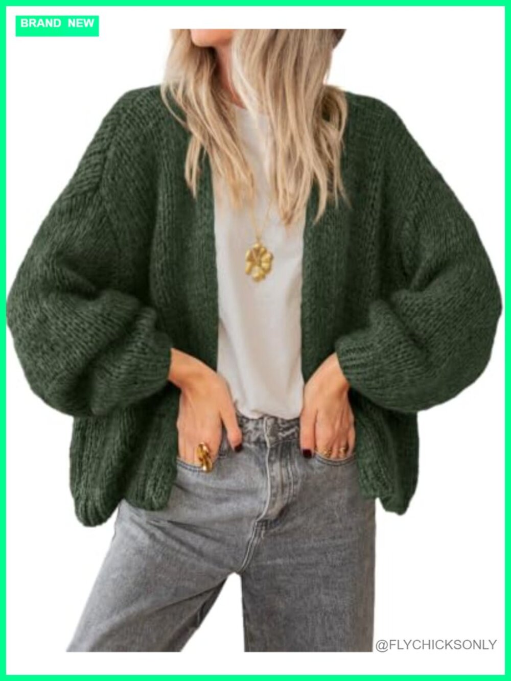 Women's Lightweight Knit Cardigan Open Front Loose Fit Long Sleeve V-Neck
